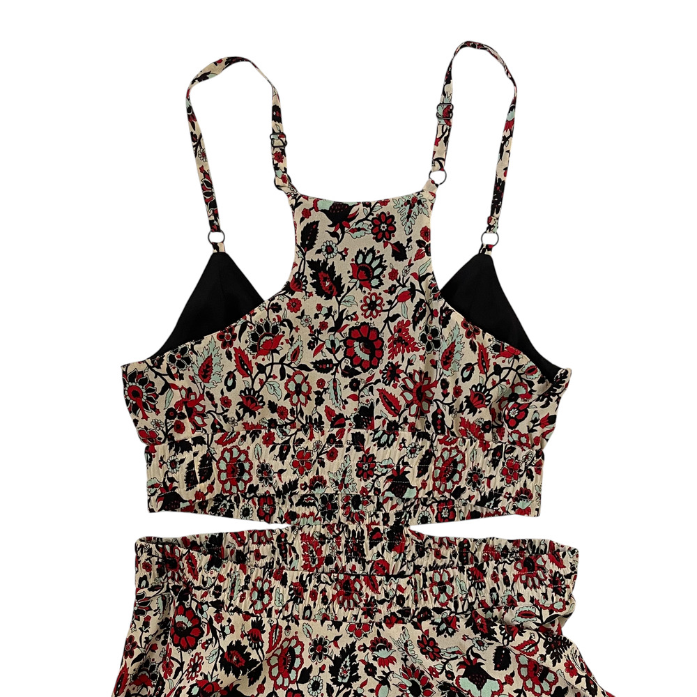 A.L.C. Silk Titus Maxi Dress Tiered Ruffles Floral Red Black Cream - 6 - Picture 5 of 8